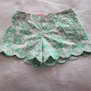 Lilly Pulitzer High Waist Green and White Floral Shorts